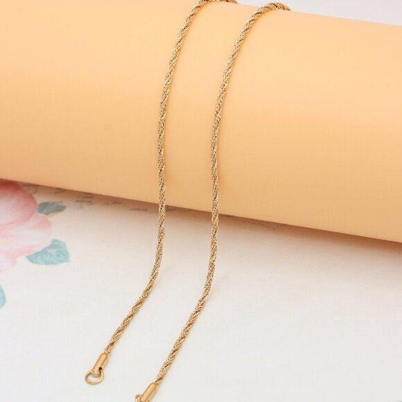 Elegant Twisted Rose Gold Necklace Gold Plated Brass, XPNL0340 - Picture 10 of 12